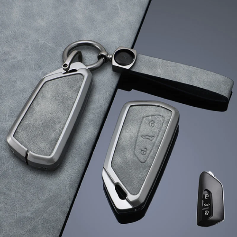 A + سبائك الزنك الجلود مفتاح السيارة فوب غطاء حقيبة لشركة فولكس فاجن جولف Tarraco ID.3 ID.4 مقعد #4