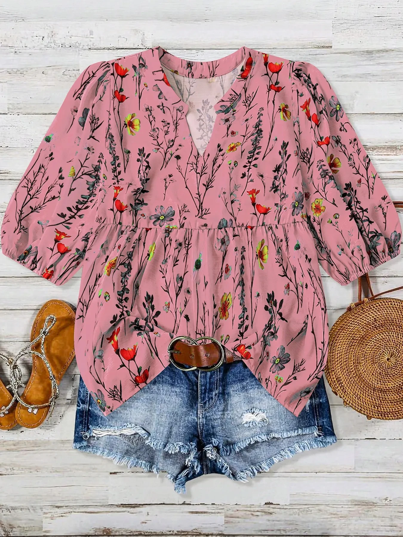 

2025 new spring and summer large-size shirt, fashionable and loose, large-size women's casual top