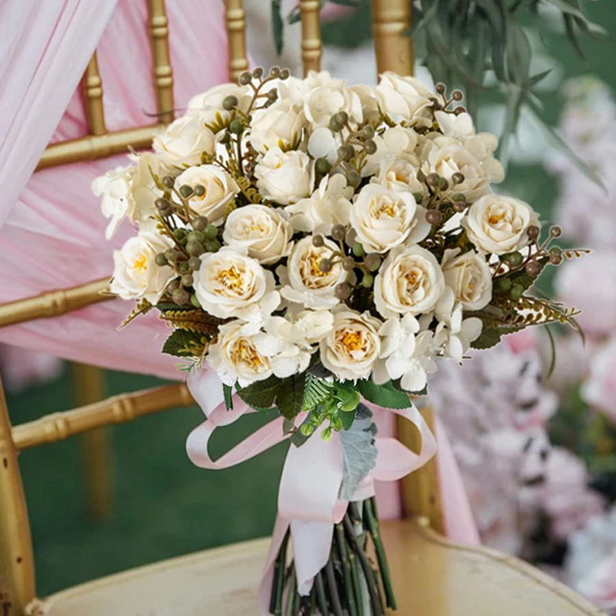 Künstliche Blumen, Seidenfranzösische Rosen, für Hochzeiten, Zuhause, Zimmer, Tisch, Festdekoration, Außenbereich, Garten, Brautstrauß, DIY-Geschenk, Accessoires – Detail 5