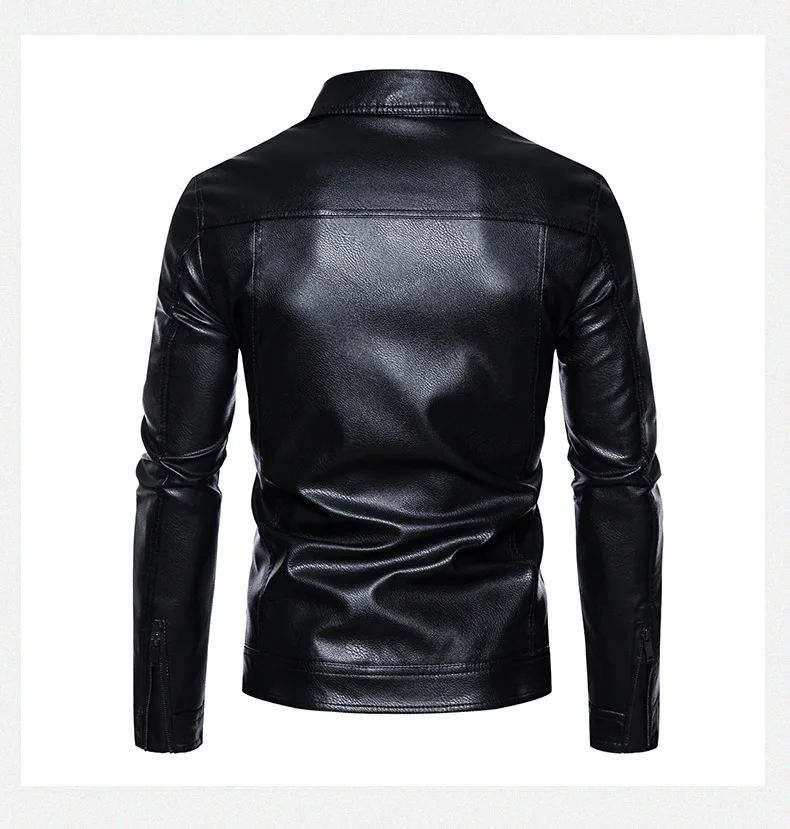 New Spring and Autumn Men's Wear Flip Collar Casual Men's Leather Jacket Slim Fit Fashion Leather jacket jackets  mens jacket