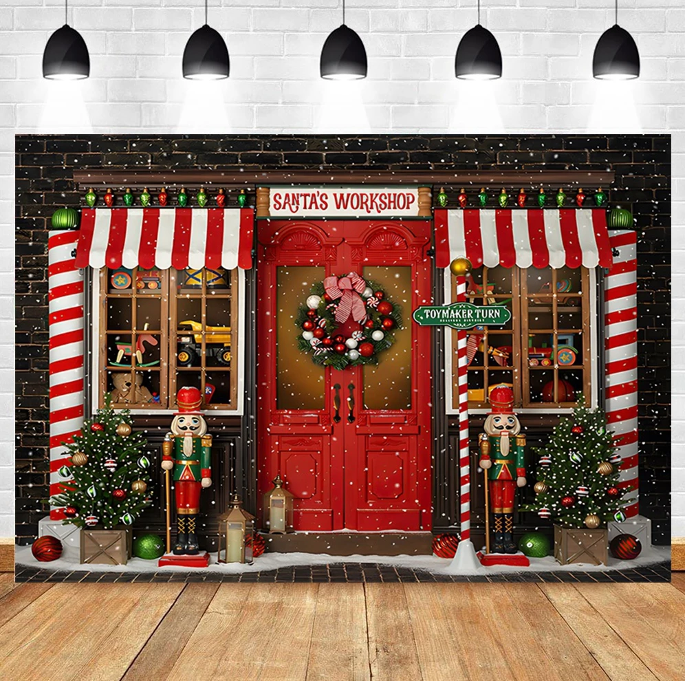 Christmas Backdrop Old Brick Fireplace Christmas Tree Gifts Teddy Bear Navidad Decoration Kids Portrait Photography Background