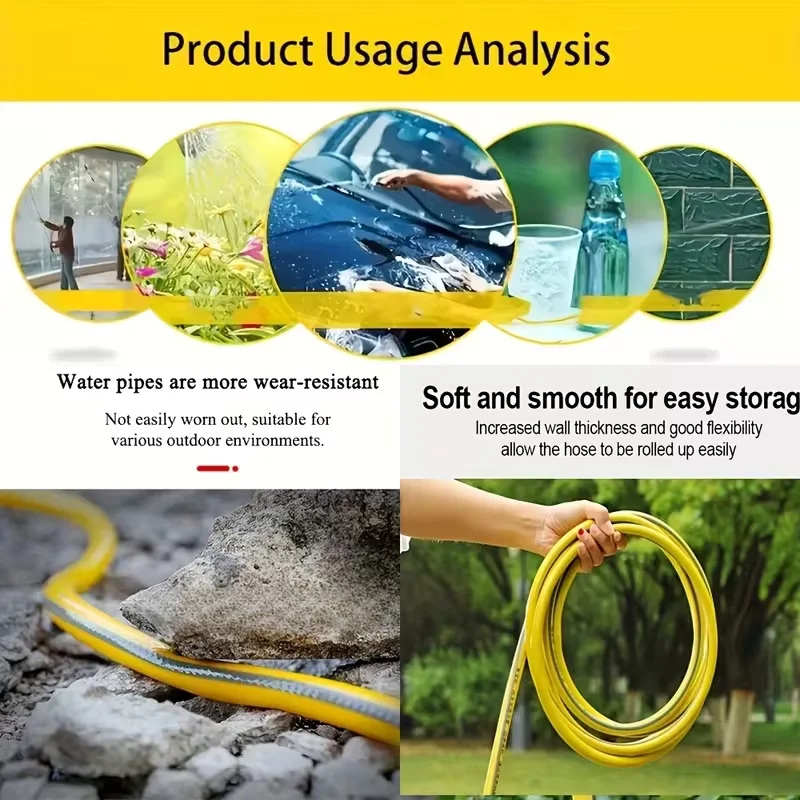 Heavy Duty Rubber Garden Hose Wear Resistant Leakproof All Season Pipe for Garden Car Washing Balcony With Connector Fittings