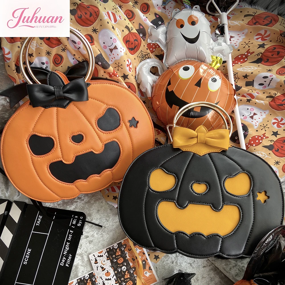 

Cartoon Original Pumpkin ItaBag Shoulder Crossbady Sac Femme Halloween Bolsos Mujer Personalized Hand Bags Contrast Bow Bolso