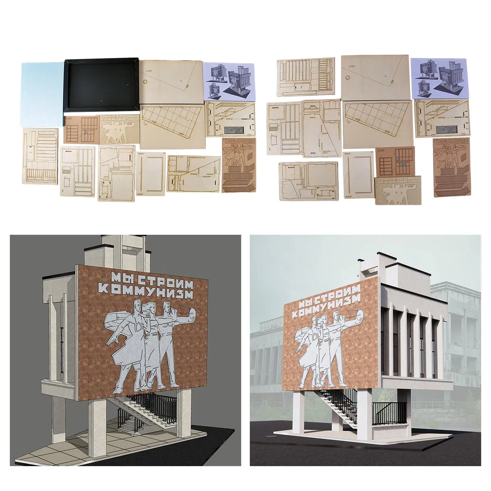 Wooden Model House for Diorama Layout Sand Table Decor DIY Scene Layout