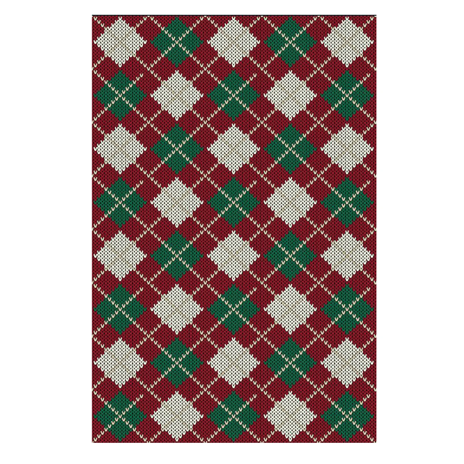 Christmas Plaid Rug Modern Holiday Doormat Soft Machine Washable for Indoor Home Xmas Decor