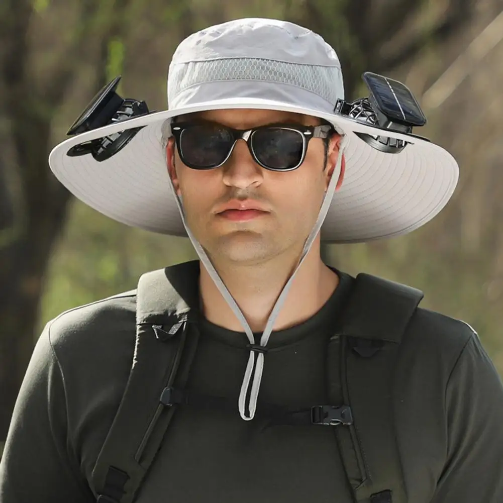 

For Outdoor Camping Fishing Hiking Sunscreen Fisherman Hat Solar Fan Cap Portable Solar Charging Cap with Fan Suitable