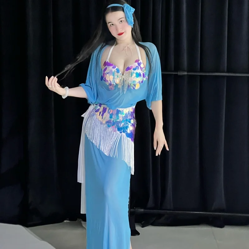 New Belly Dance Costumes for Adults and Children Customized Senior Sequin Tassel Performance Set Baladi Shaabi Competition Robe