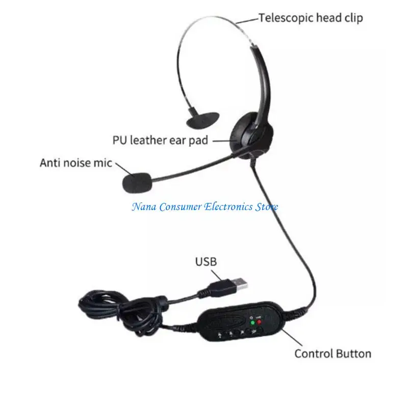 سماعة G7NE USB مع ميكروفون ضوضاء إلغاء سماعة رأس USB لجهاز الكمبيوتر المحمول كمبيوتر مركز الاتصال