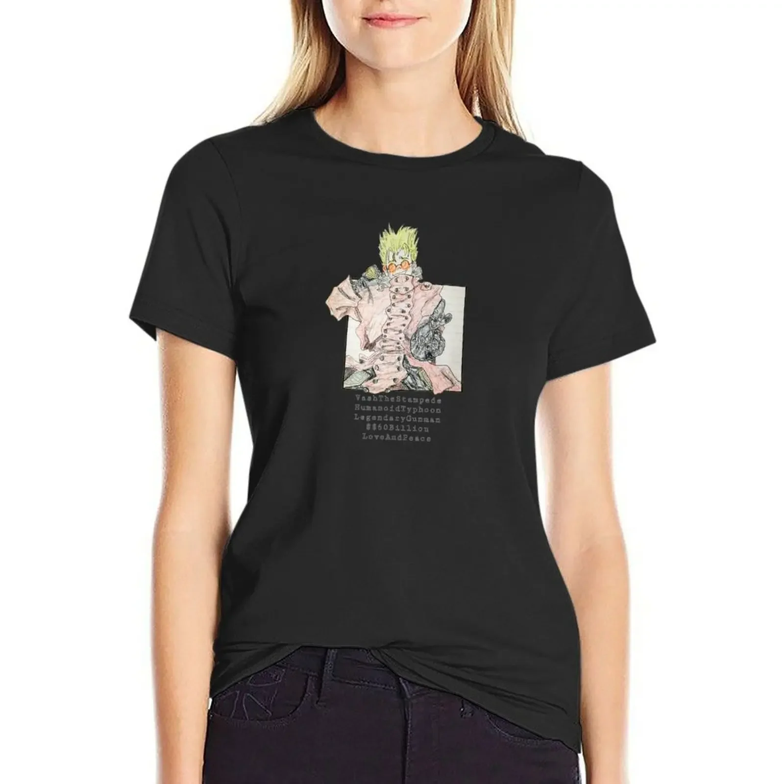 

Vash (with text) T-Shirt funny animal print shirt for girls Female clothing Womens graphic t shirts