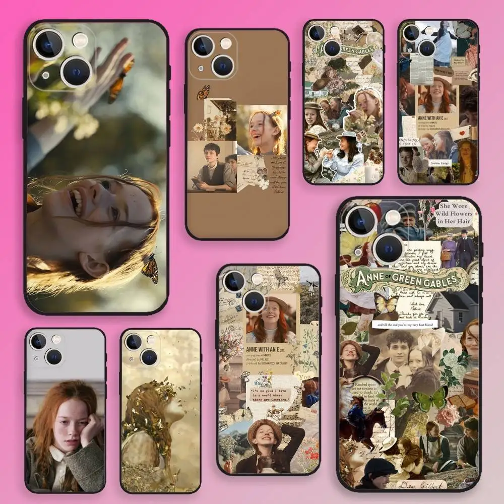 

Anne with an E Phone Case For iPhone 16,15,14,13,12,11,Plus,Pro Max,XS,X,E,SE,Mini Soft Silicone Black Cover