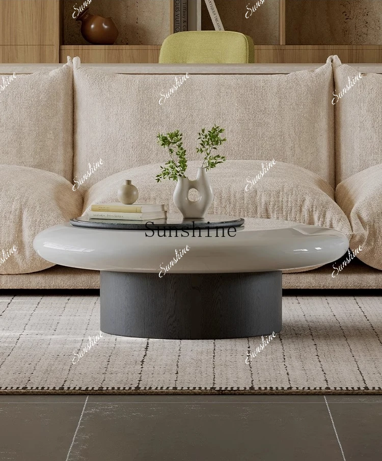 Modern simple round living room home color crystal stone lifting coffee table high sense  FT