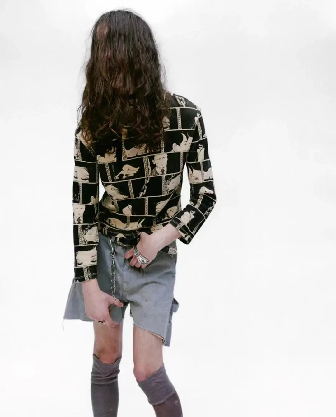 

Long Sve Ivory Diary T-irt Men's Faion Breathable Cotton round Ne Print Top for Date Spring Season ex Fit pe