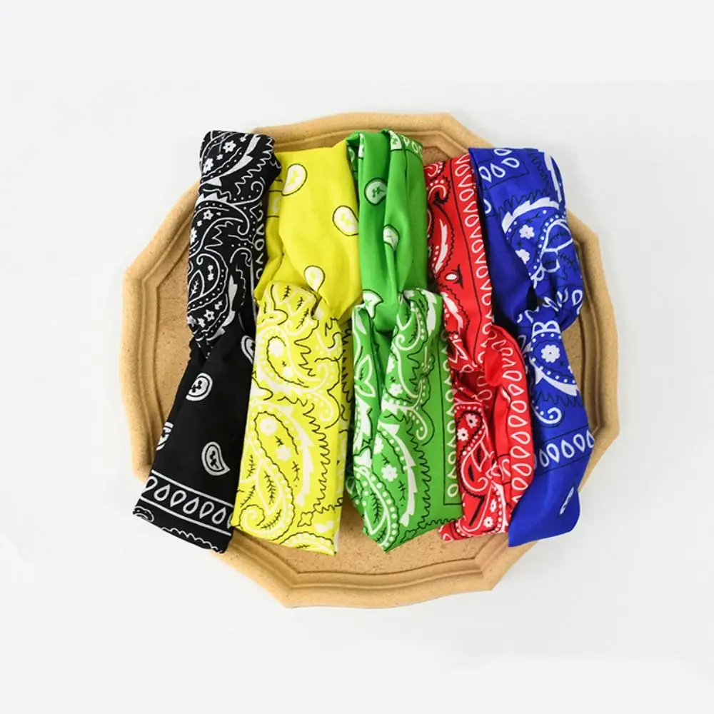 

Cashew Print Boho Knot Turbans Headwrap Ethnic Style Boho Cashew Nut Print Headband Unisex Wide Edge Bandanas Elastic Headband