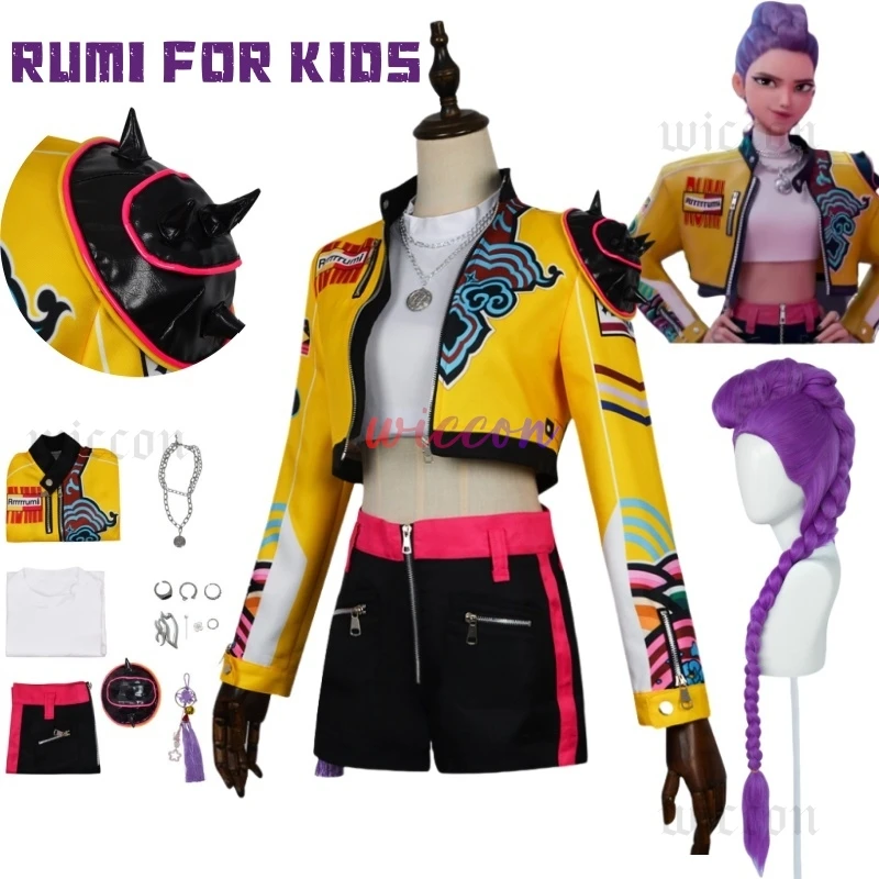 2025Demon Hunters Huntrix Rumi Cosplay KPOP Group Stage Cosplay Print Pattern Uniform Halloween Party  Outfit For Woman