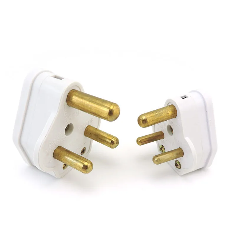 White 5A 15A India South africa Wiring AC power cord plug BS546 removable cable Connector Detachable power plug Type M/D