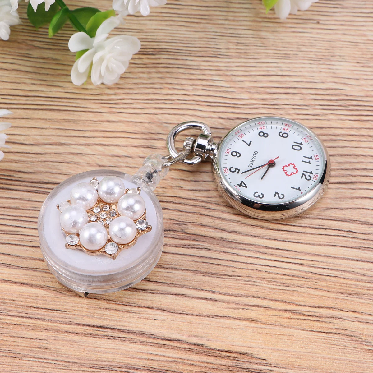 

Nurse Doctor Clear Numbers Doctor Pocket Watch Fob Watches Accurate Timekeeping Pearl Decor Fob Watches Pin Student