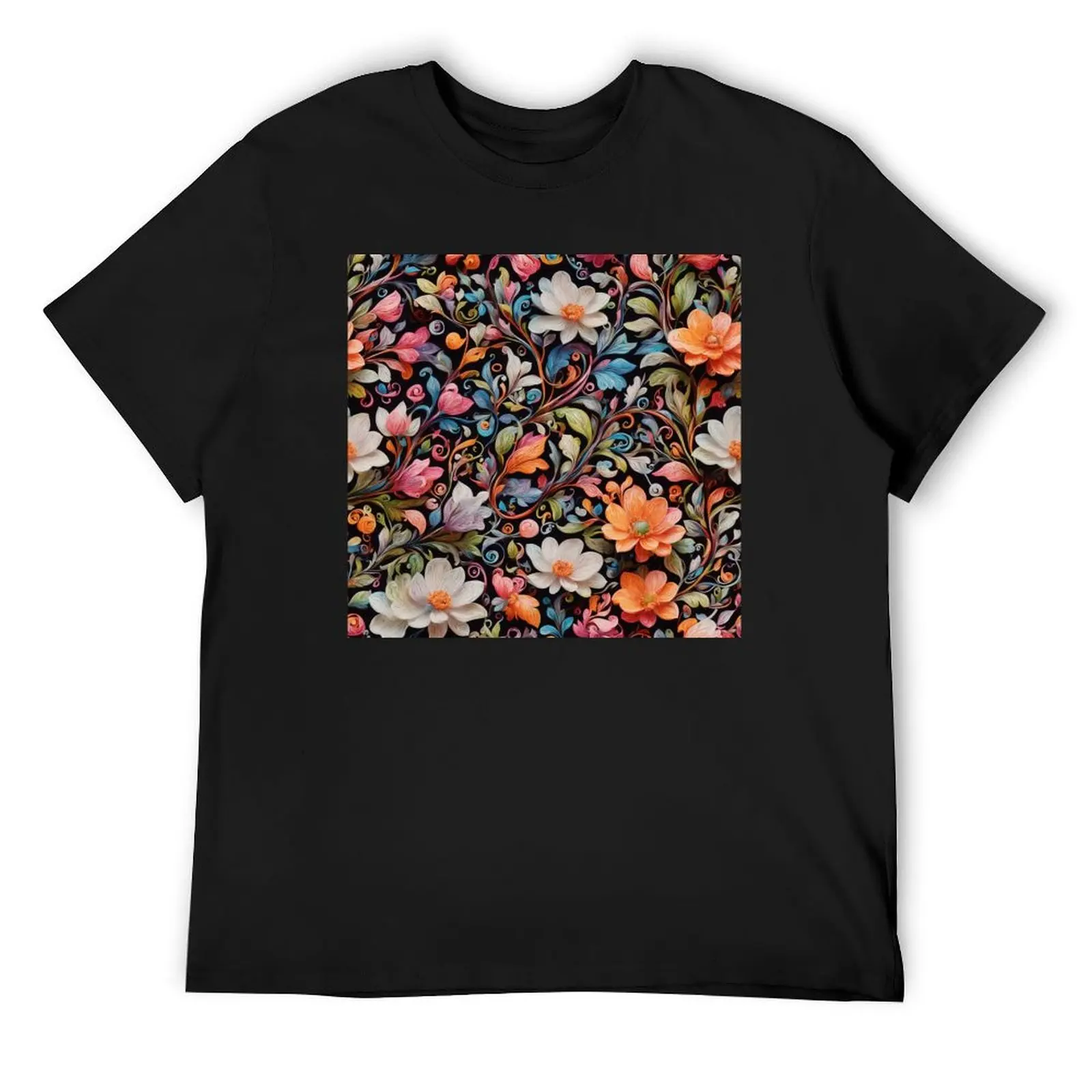 Multi Colored Flowers Floral Seamless Pattern T-Shirt sweat custom t shirt anime tshirt anime shirts graphic tee men