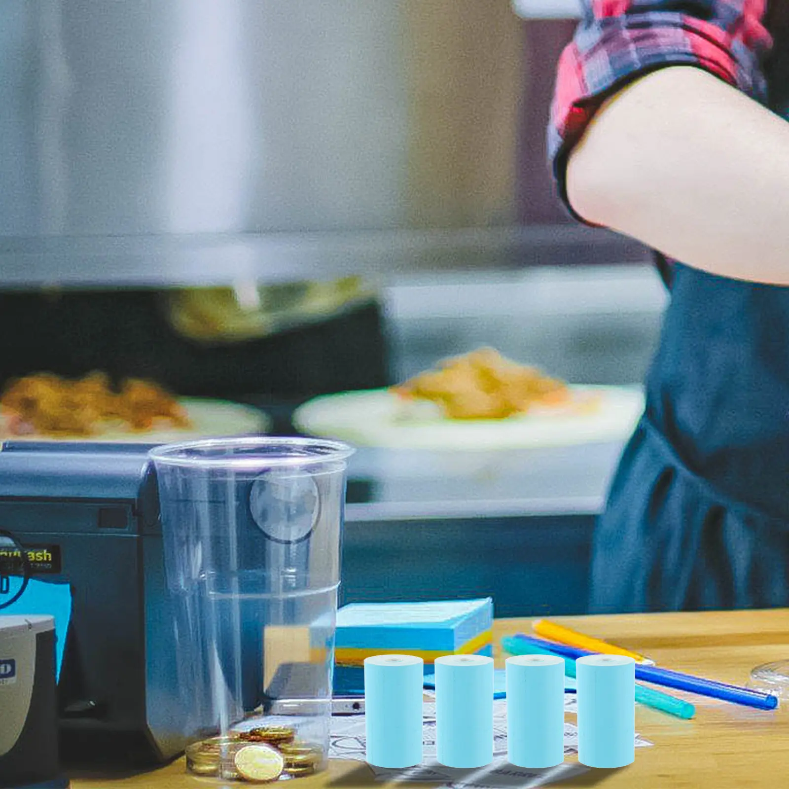 

4 рулона термобумаги: гладкая, ровная поверхность, четкие чеки для супермаркетов, магазинов, отелей, офисов, кассовых аппаратов