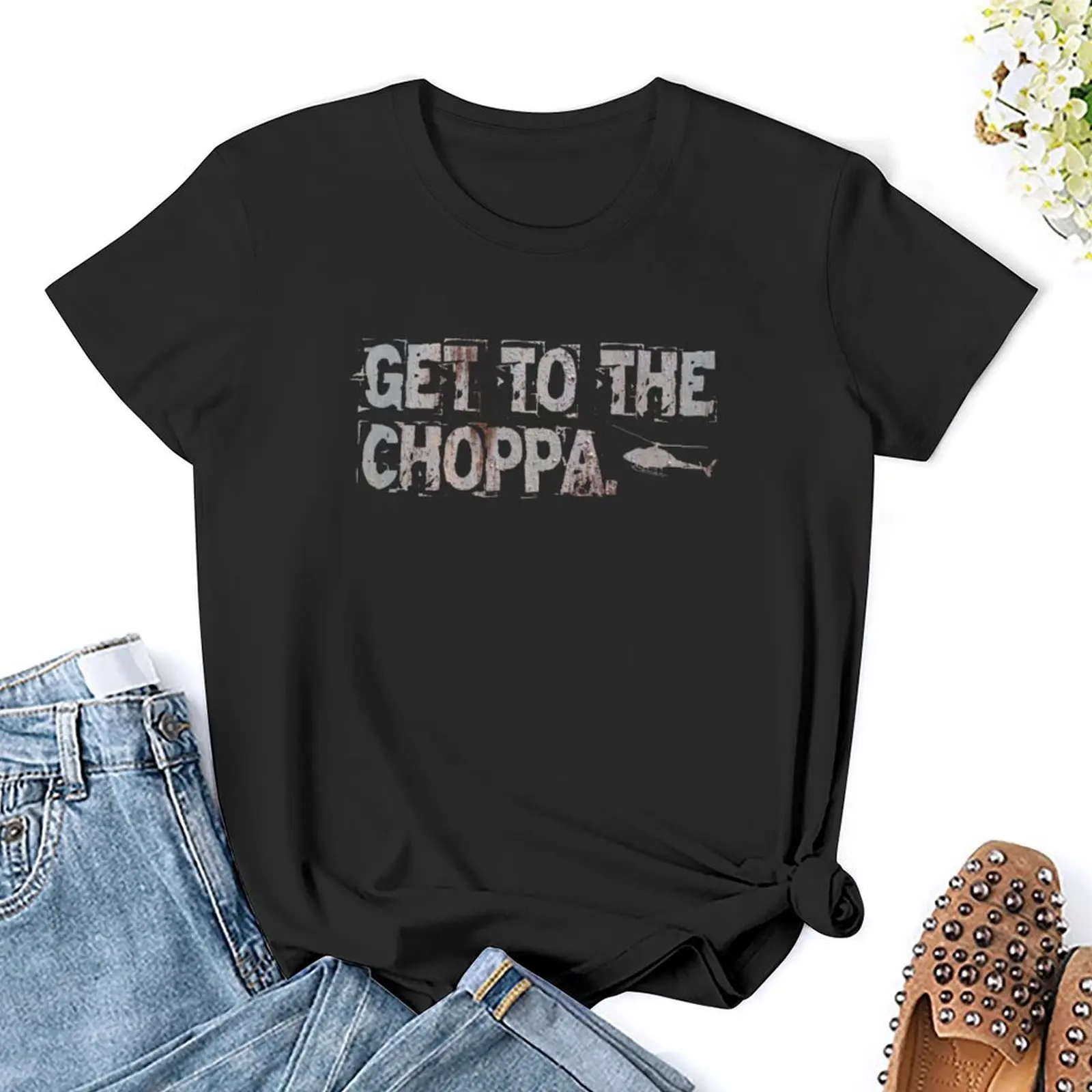 Camiseta de entrenamiento para mujer, ropa estética gráfica de Get To The Chopper Predator