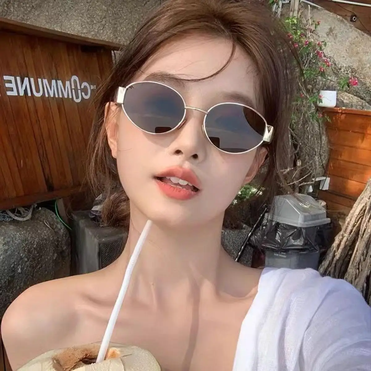Retro Oval Sunglasses Fashion Korean UV400 Shades Anti Ultraviolet Classic Luxury Brand Outdoor Travel Eyewear Women Unisex