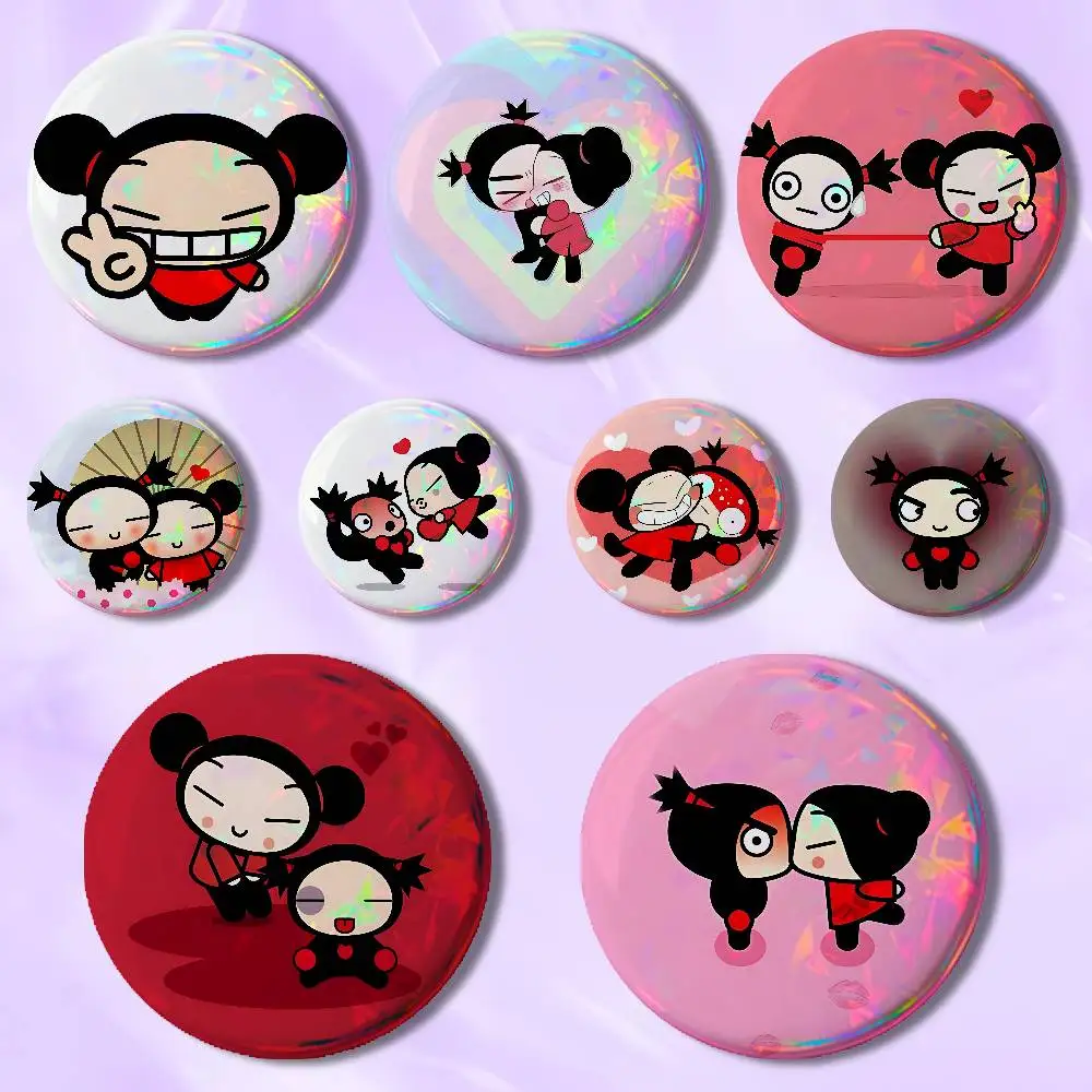 P-Pucca Love G-Garu Cute Enamel Pin Tinplate Round Brooch Cosplay Nijigen Otaku Culture Badges 58mm 44mm 32mm 75mm 25mm