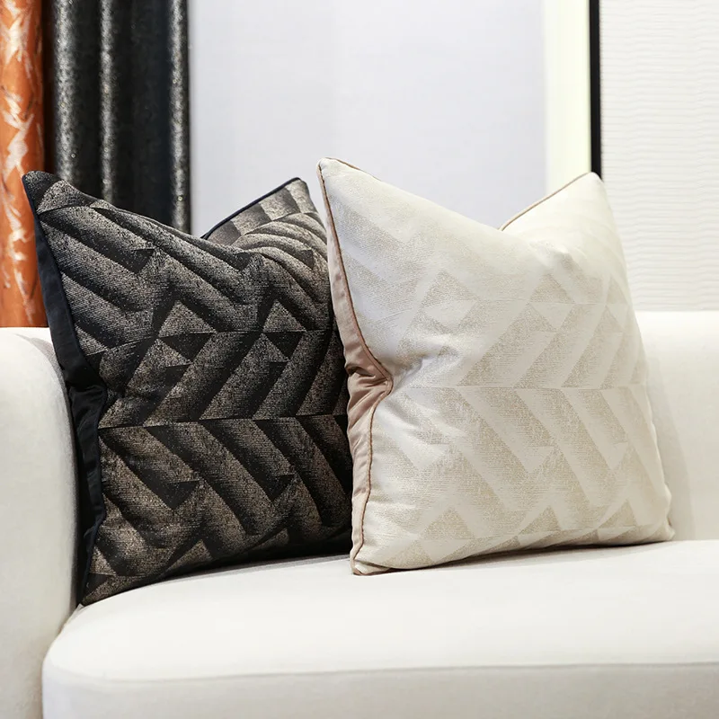 Black White Jacquard Luxury Throw Cushion Cover for Sofa Rectangle Linen Decor Pillow Cover for Living Room 18x18  20x20 Inch