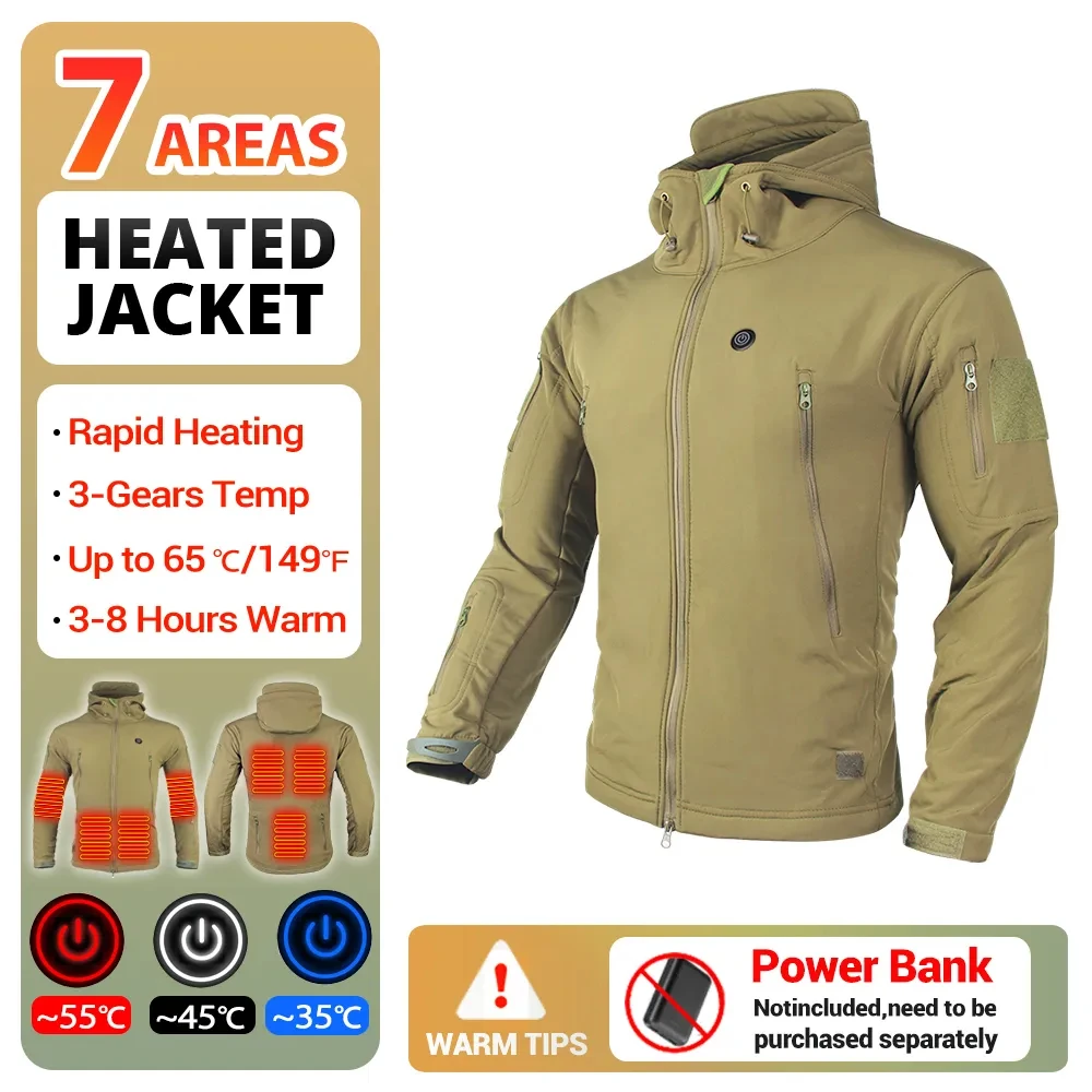 

Hiking Jacket Winter Heating Jacket USB Electric Heated Jackets Hooded Camping Keep Warm Heated Softshell Jacket Windproof