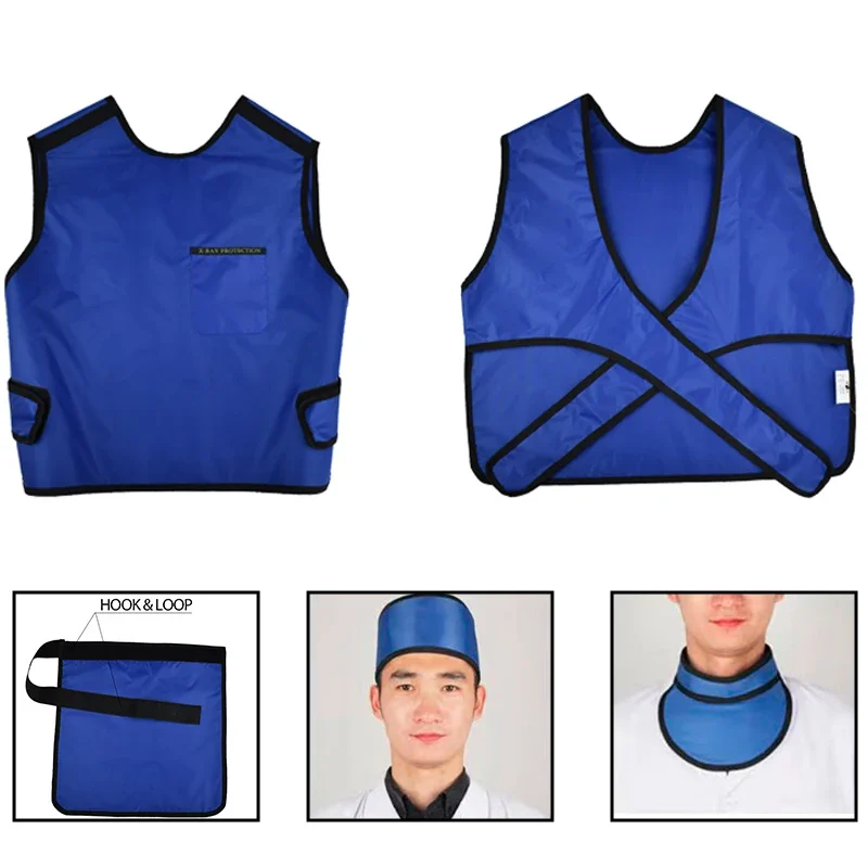 

X-Ray Radiation Protective Clothing Set 0.35mmPb Lead Rubber Apron Vest Neck Shield Hat for Medical Radiological Safety