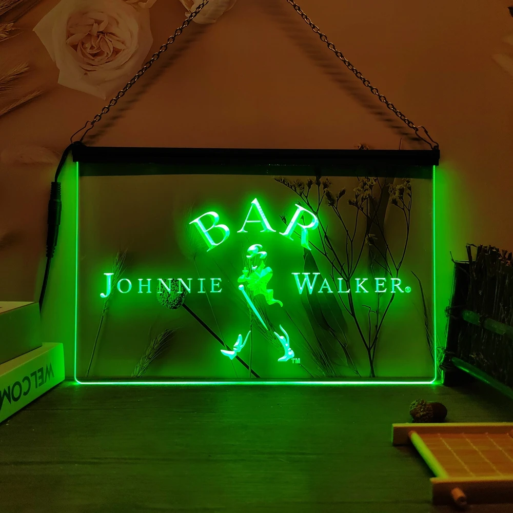 BAR Walker Whiskey-Vintage LED Neon Sign-Posters,3DCarving,Wall,Home,Room,Bedroom,Office,Farmhouse Decor