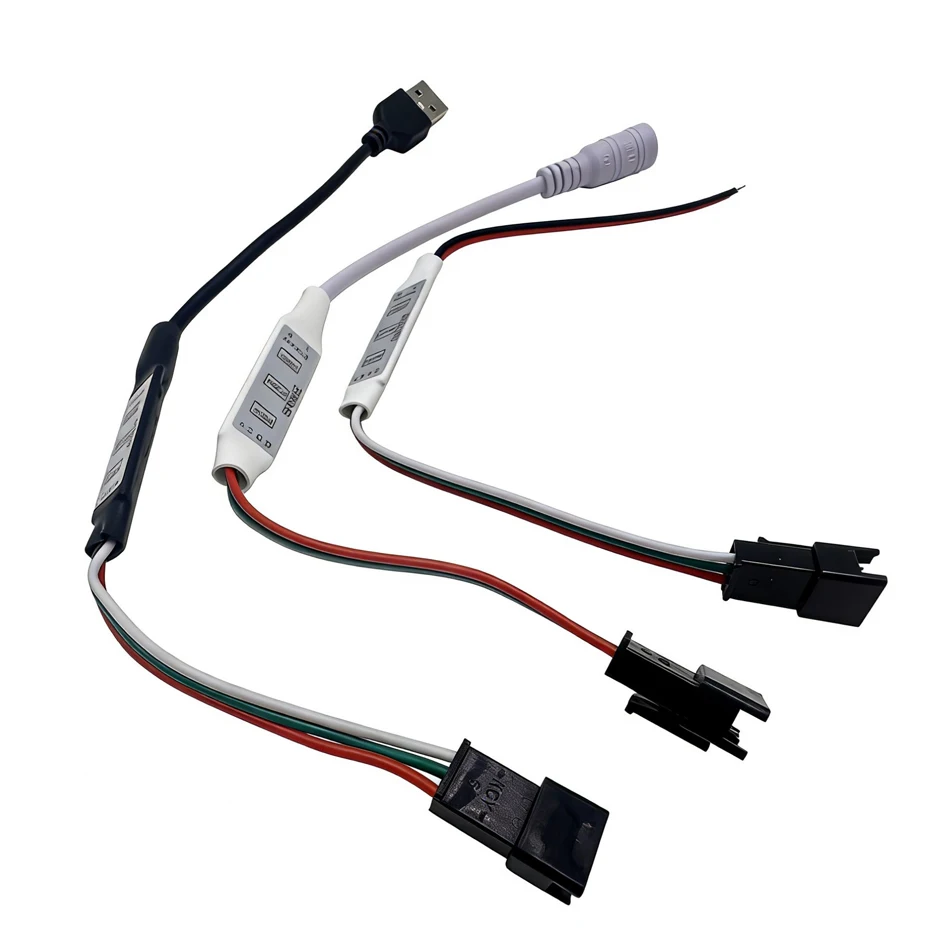 

Контроллер RGB LED SP002E Mini с 3 кнопками, USB, 2-контактный DC, для светодиодных лент DC5-24V, Dream Color, WS2811, WS2812B, UCS1903, 16703