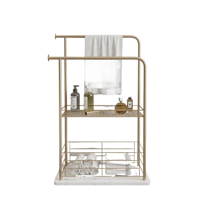 

Nordic light luxury bathroom floor towel rack bathroom bathtub storage bath towel rack marble