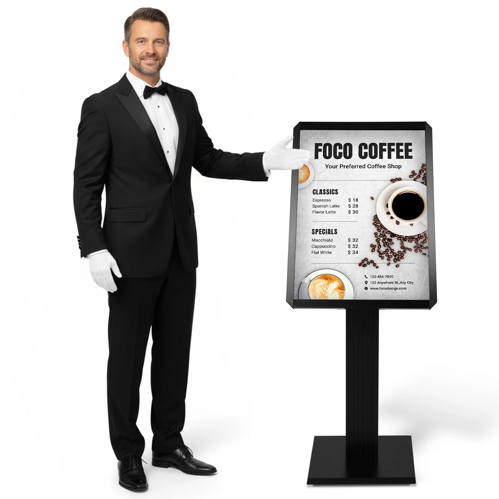

Sign Holder Floor Stand Adjustable Pedestal Poster Banner Stand with Snap-Open Frame Display for Malls Schools Restaurants