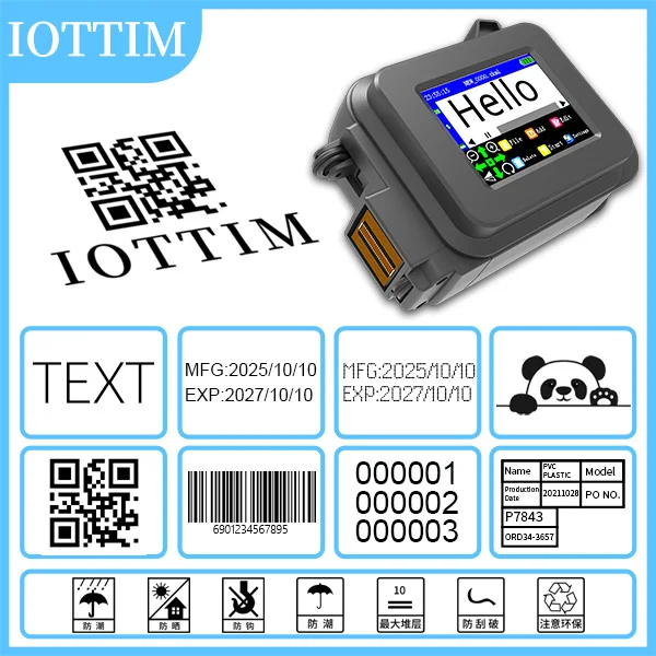Iottim 12.7 مللي متر طابعة نافثة للحبر صغيرة محمولة تاريخ الأعمال الصغيرة طابعة ملصقات رمز الاستجابة السريعة شعار رقم الدفعة