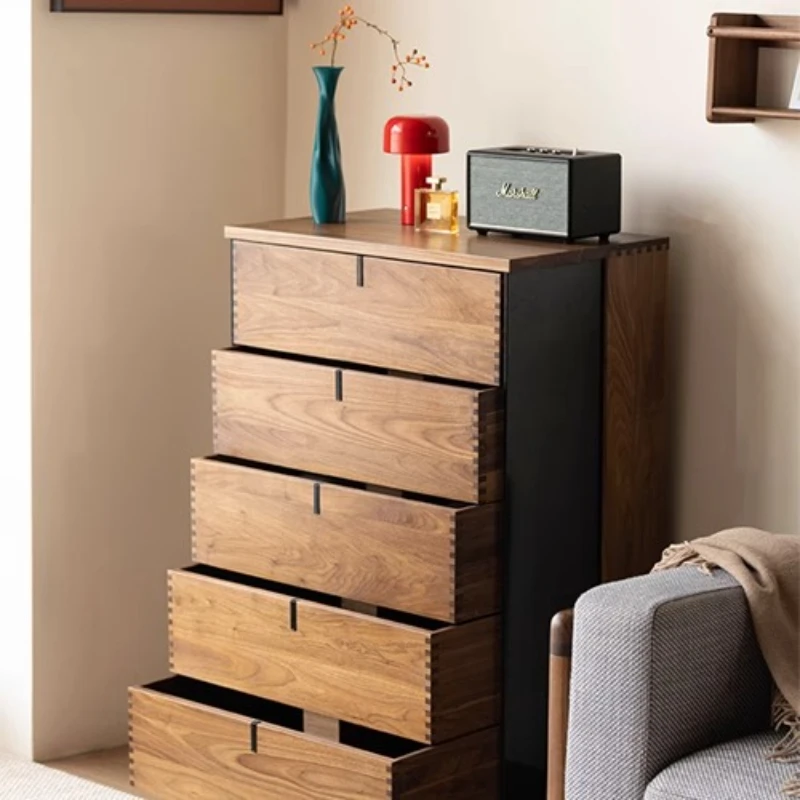 

Black walnut chest of drawers Bedroom bedside chest of drawers Living room stand cabinet chest of drawers Storage drawer cabinet