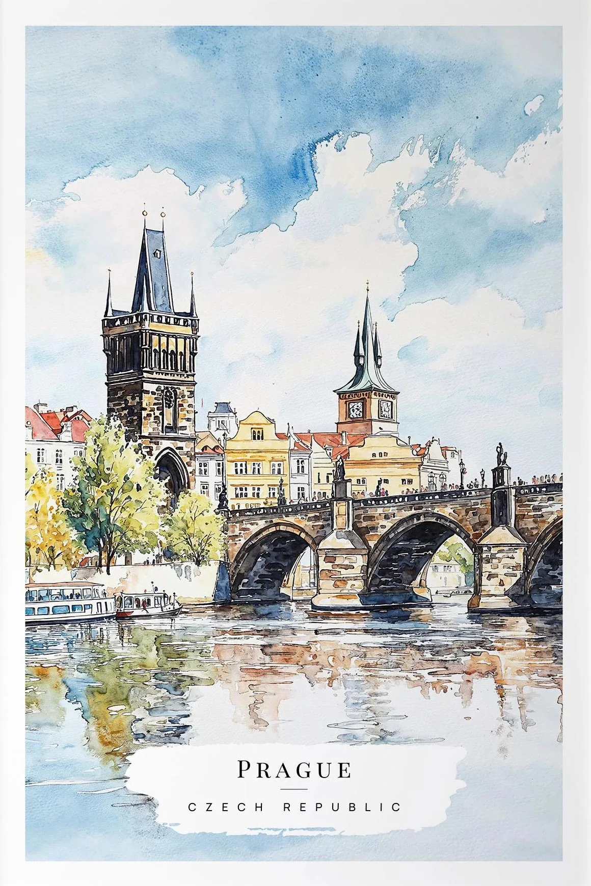Eastern European Travel Watercolor Poster Czech Republic Turkey Hungary Istanbul Prints Canvas Wall Art Pictures Home Room Decor