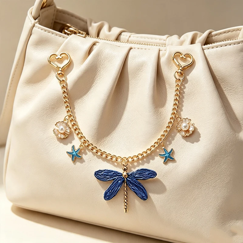 Charm Woman Versatile Bag Bracelet Pendant Dragonfly Flower Starfish Messenger For Bag Extension Chain Decorate Accessories