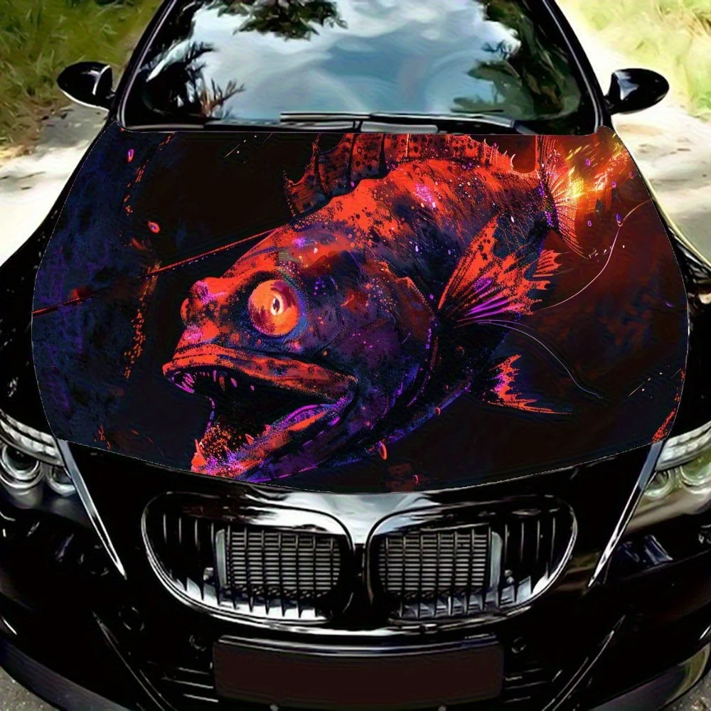 

Galactic Fish Shining Laser View Car Vinyl Wraps, Engine Hood Decal Sticker, Splash-Resistant, Easy Removal, Durable Personalize