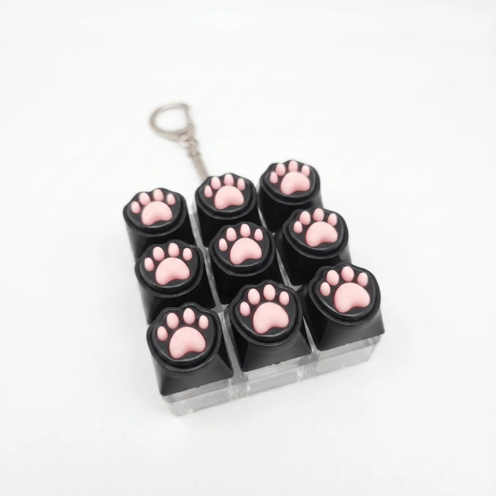 Cat Paw Button Cat Fidget Keychain Luminated Button Silent Keys Keycap Keychain Creative Portable Design