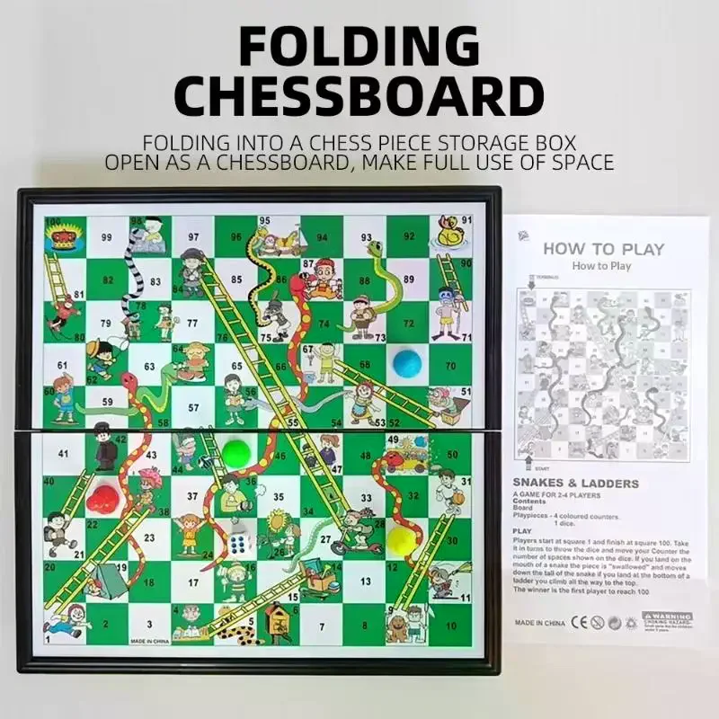 Desktop Foldable Snake Ladder Board And Game Family Chessboard Portable 3