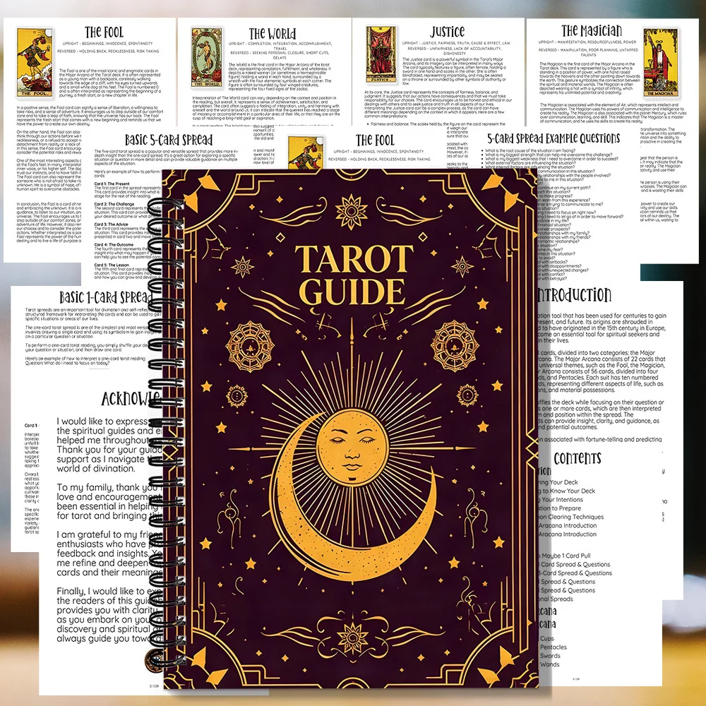 1 Stück Spiral-Notizbuch, Spiral-Notizbuch mit Mondmotiv, für das Studium der Tarot-Karten zur Interpretation emotionaler Energie, ideal für