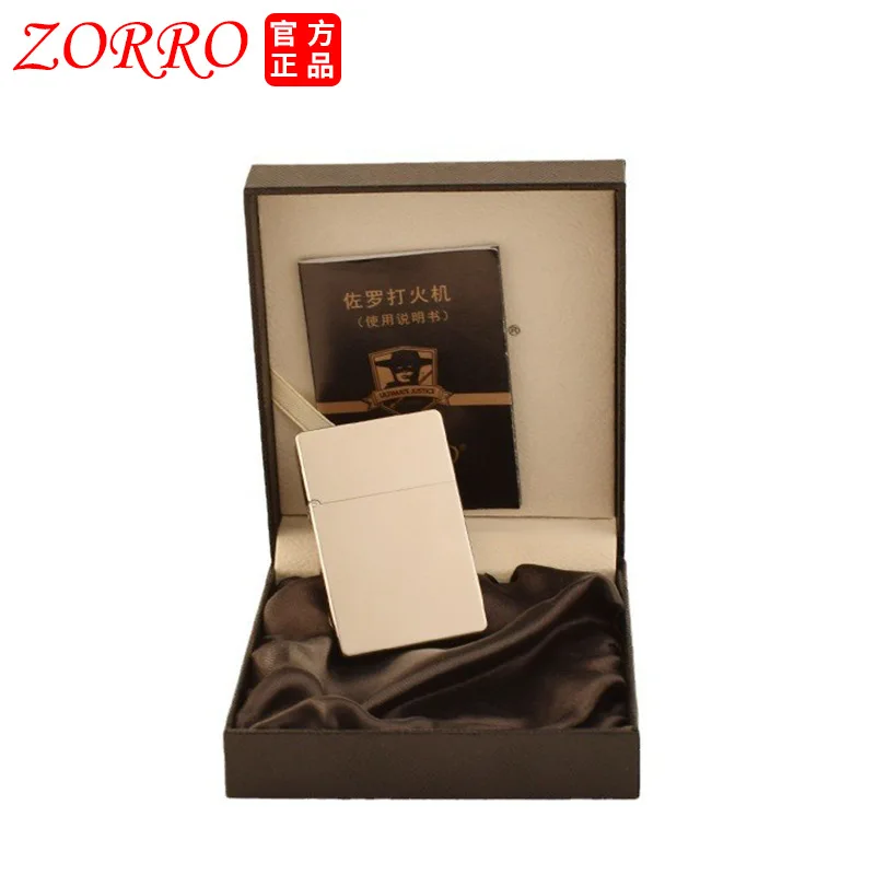 New Zorro Kerosene Lighter ZL8 White Nickel Light Plate Creative Personalized Flip-top Ignition Gift Lighter Can Be Wholesaled