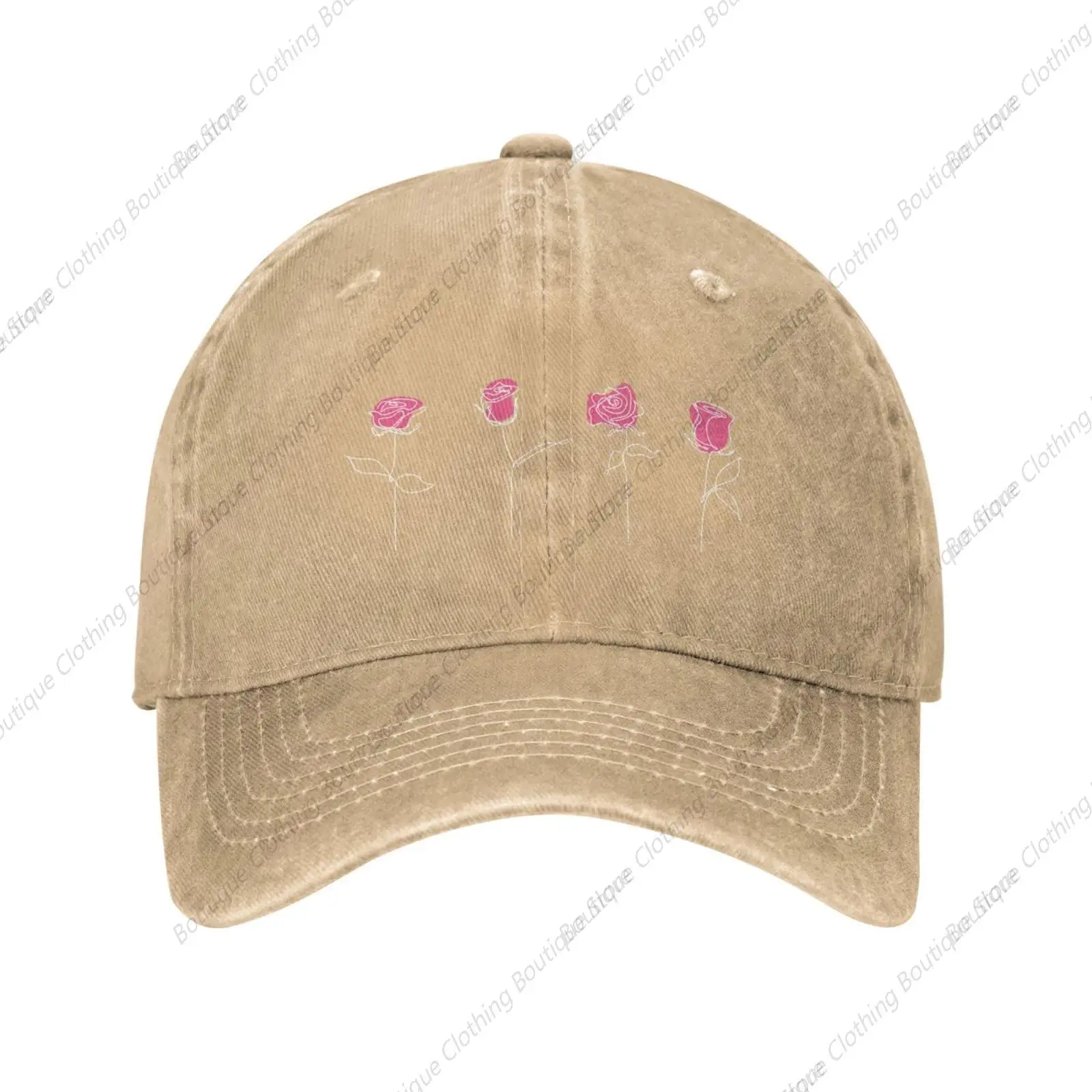 Funny Rose Abstract Natural Vintage Embossed Adjustable Washed Denim Cotton Low Profile Mens Dad Trucker Hat