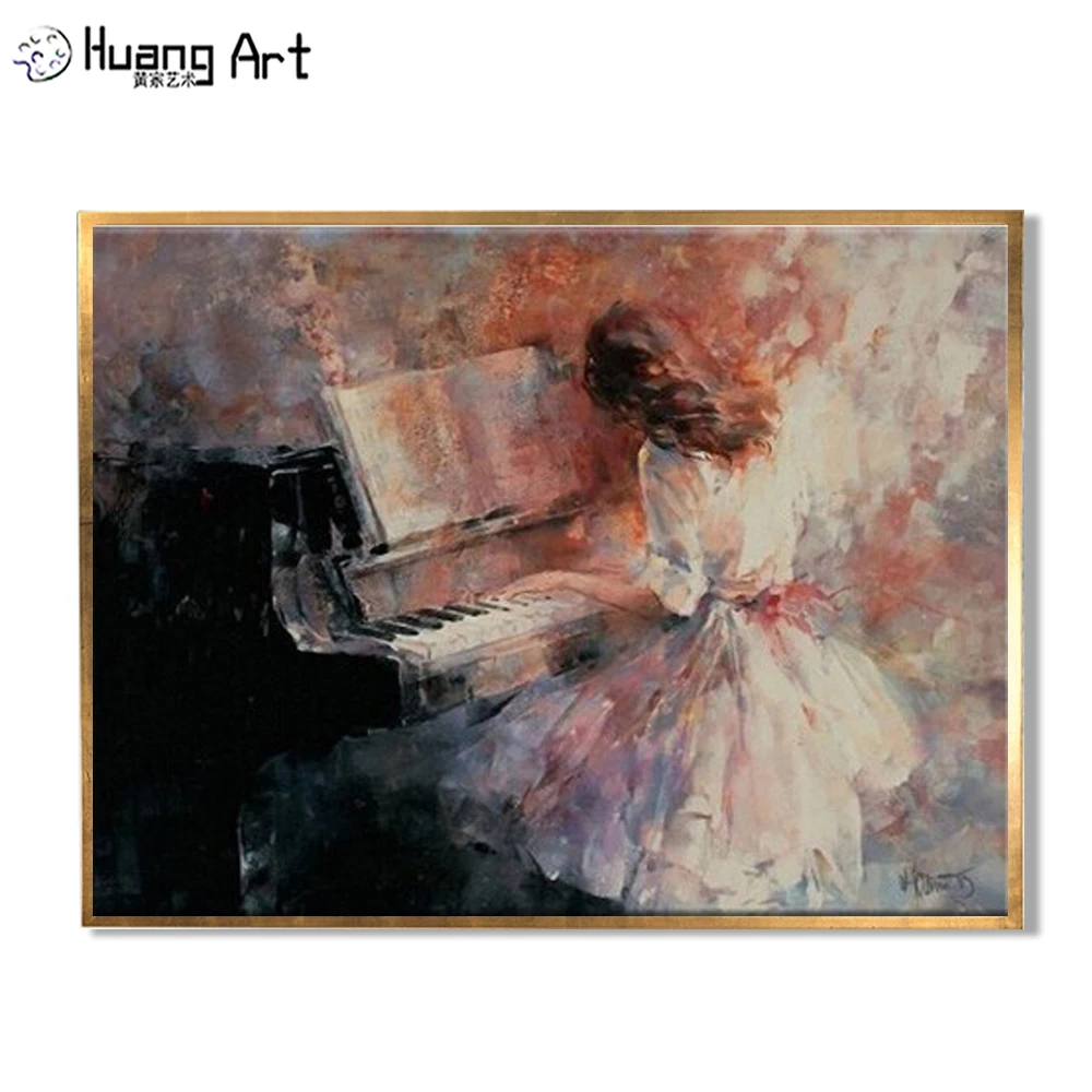 

Skilled Artist Hand-painted High Quality Abstract Beautiful Lady Playing Piano Oil Painting On Canvas Abstract Piano Paintings