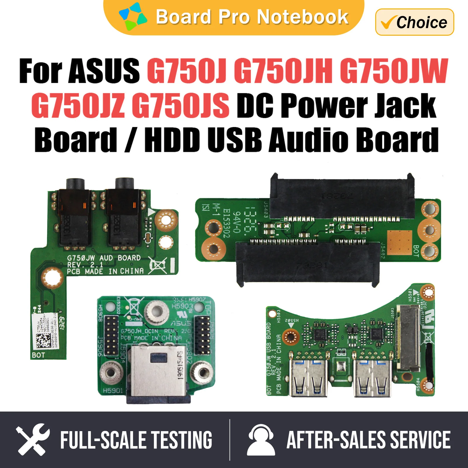 

G750J For ASUS ROG G750JH G750JW G750JS G750JZ G750JX G750JM G750JY G750JH DC Power Jack Board or Hard Disk HDD USB audio board