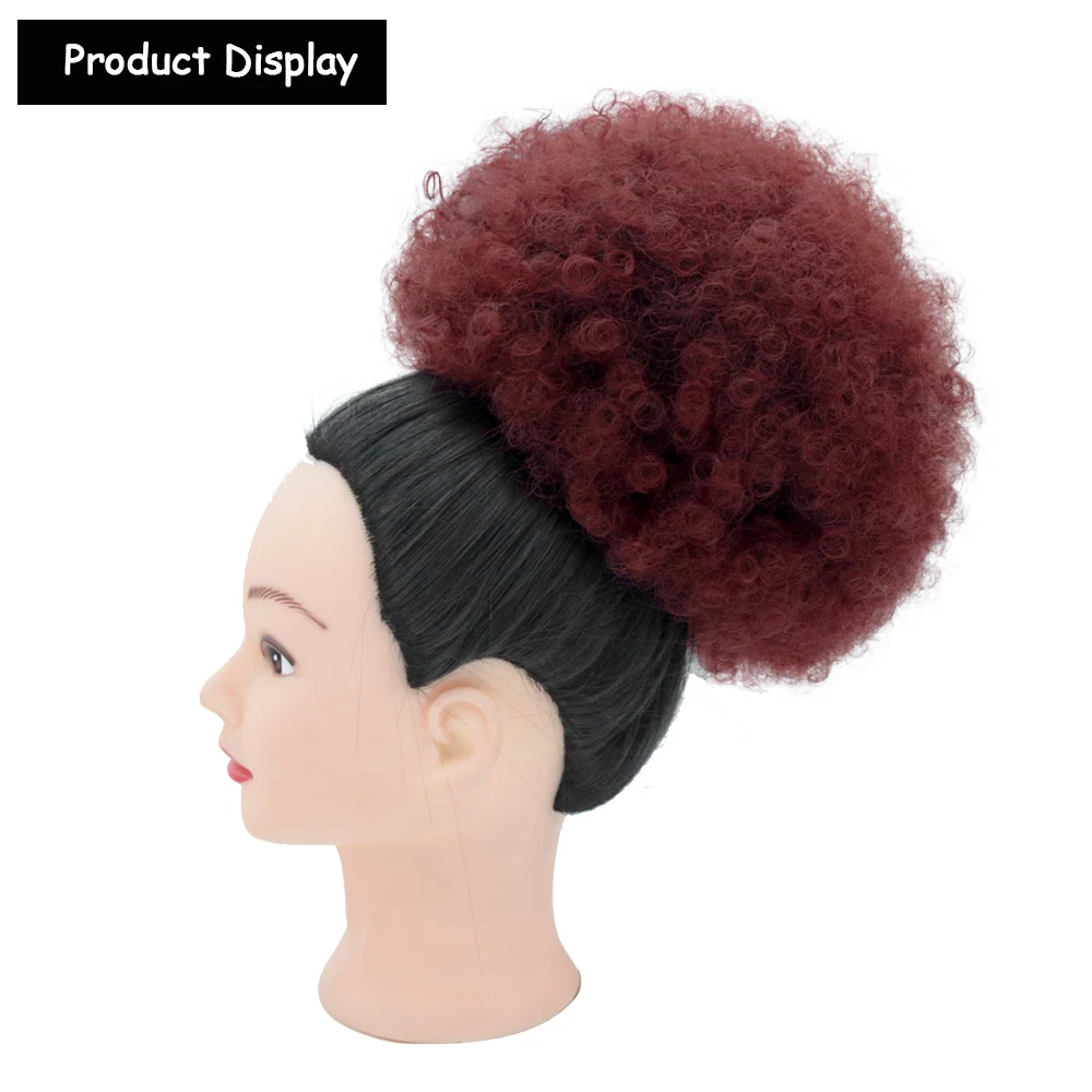 Short Afro Puff Clip On Kinky Drawstring Curly Ponytail Buns Synthetic Afro Puff Drawstring Ponytail Extension for Black Women