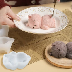 Cute 3D Sleeping Bear Mousse Cake Molds Ice Cream Silicone Mold Cupcake Topper Cake Decorate Moulds DIY Baking Accessories