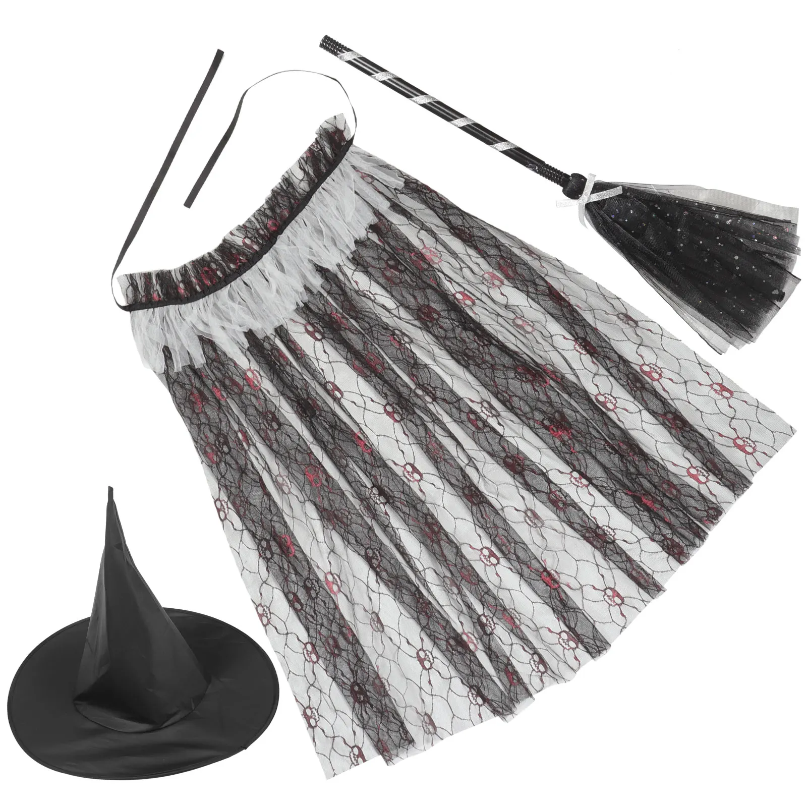 

1 set 1 Set Halloween Costume Kids Witch Cloak Hat Broom Prop Party Cosplay Cape Carnival Outfit Set Lightweight Adjustable Tie