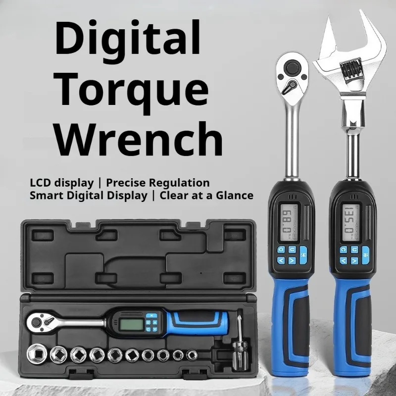 

High Precision Digital Torque Wrench Replaceable Head LCD Preset Torque Tool Conversion Auto Repair Mechanical Maintenance Tool