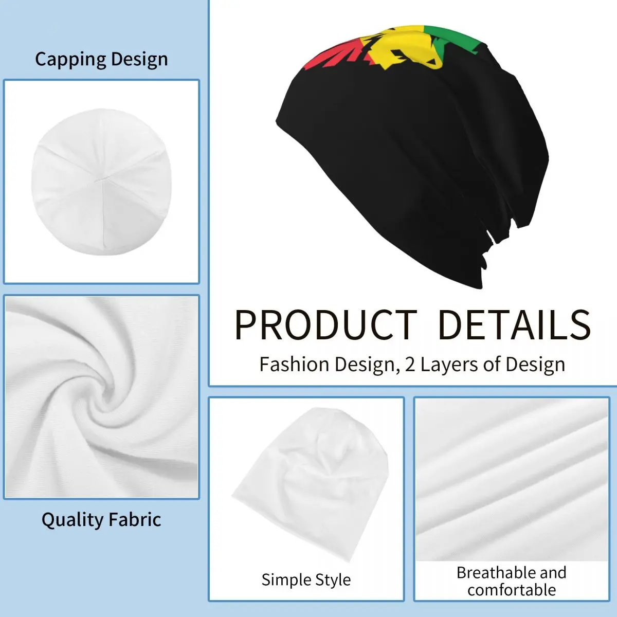 Jamaican Reggae Rasta Lion Jamaica Flag Unisex Adult Beanies Caps Knitted Bonnet Hat Warm Autumn Winter Outdoor Skullies Hats view 5