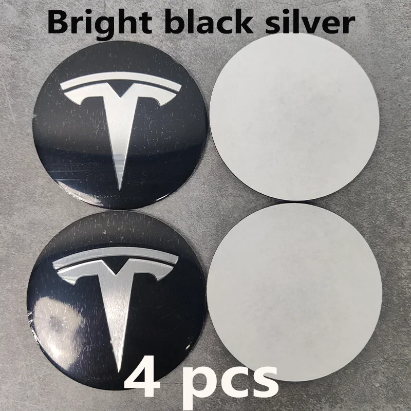 4 stuks 56mm Tesla wieldoppen logo stickers - waterdichte duurzame wielcentrum stickers voor Model 3/Y/S/X auto beschermende accessoires